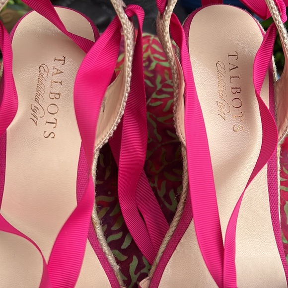 Talbots Pink Ankle Wrap Espadrille Wedge Sandals - Picture 12 of 17